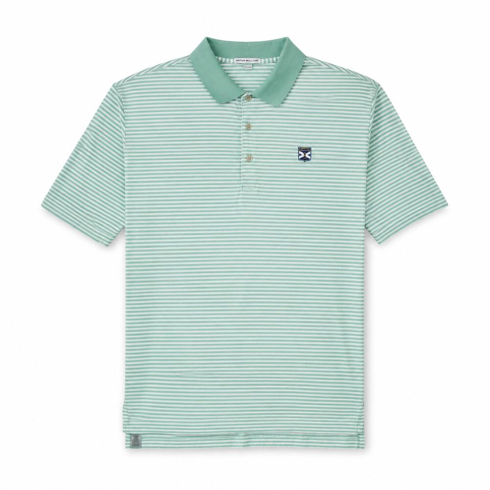 Peter Millar Kinloch Striped Polo Shirt Mens Large Mint Green Golf Country Club